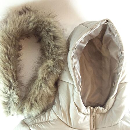 Only Kadın Mont Onldogukan Hood Fur Padded 15231669-SLV