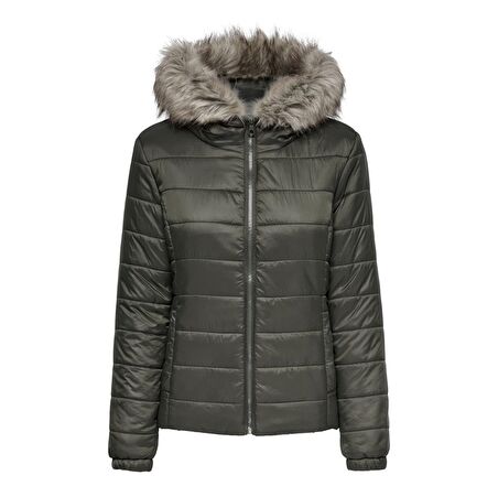 Only Kadın Mont Onldogukan Hood Fur Padded 15231669-PEA