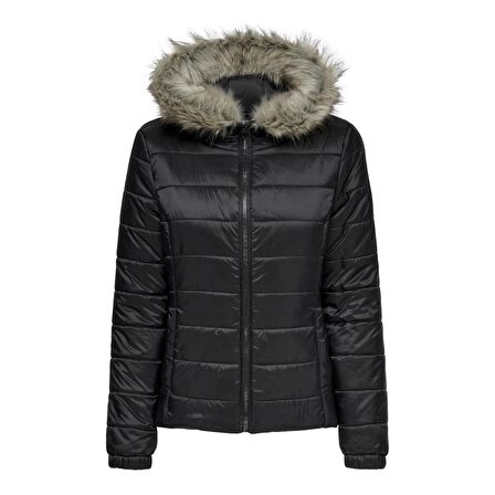 Only Kadın Mont Onldogukan Hood Fur Padded 15231669-BLK