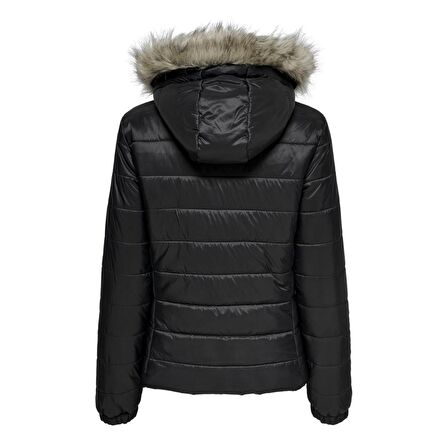 Only Kadın Mont Onldogukan Hood Fur Padded 15231669-BLK