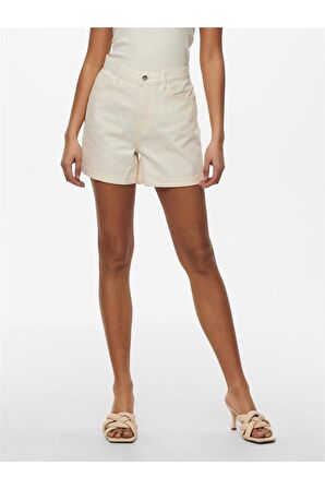 Only Onlvega Krem Kot Şort Mom Shorts - 15230571