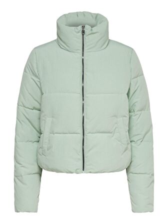 Only Onldolly Short Puffer Jacket Otw No Dik Yaka Normal Kalıp Düz Açık Yeşil Kadın Mont