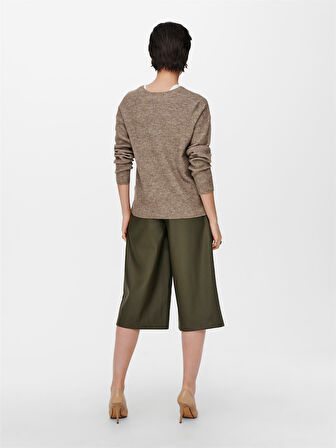 ONLCAMILLA V-NECK L/S PULLOVER KNT NOOS Kadın Kahverengi Kazak - 15204588