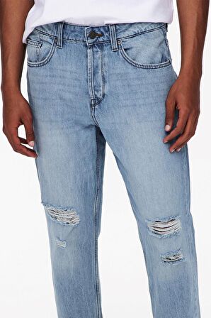 Only & Sons Erkek Yırtık Kot Pantolon Onsavı Beam Lıfe Crop - 22019569
