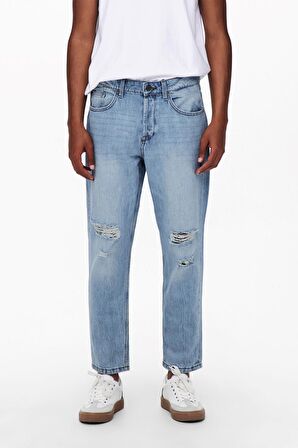 Only & Sons Erkek Yırtık Kot Pantolon Onsavı Beam Lıfe Crop - 22019569