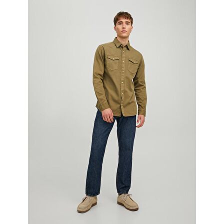 Jack&Jones Uzun Kollu Haki Erkek Kot Gömlek 12138115