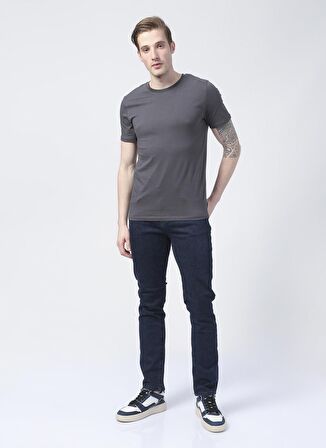 Jack & Jones 12156101_Jjeorganic Basic Tee Ss O Yaka  Slim Fit Düz Gri Erkek T-Shirt