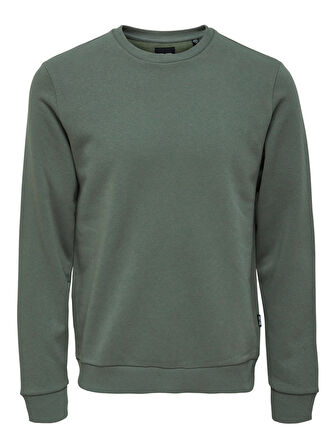 22018683 Only & Sons Onsceres Life Crew Neck Noos Erkek Sweat Castor Gray