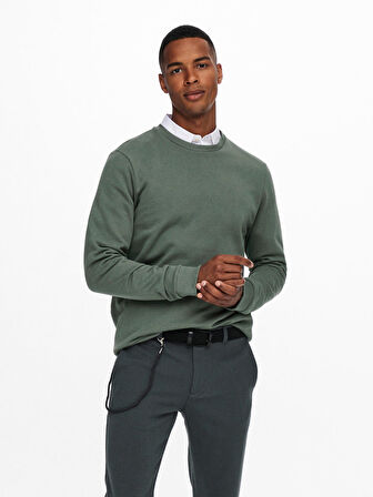 22018683 Only & Sons Onsceres Life Crew Neck Noos Erkek Sweat Castor Gray