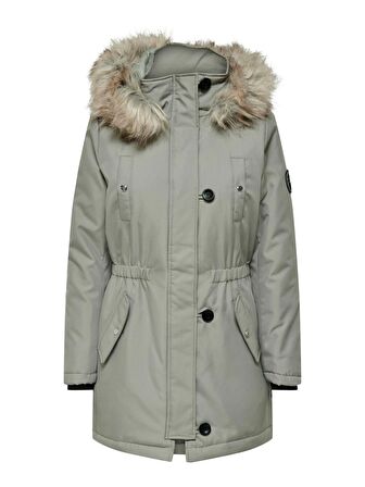 Only Kadın Uzun Kapüşonlu Kürklü Mont Parka - 15213755