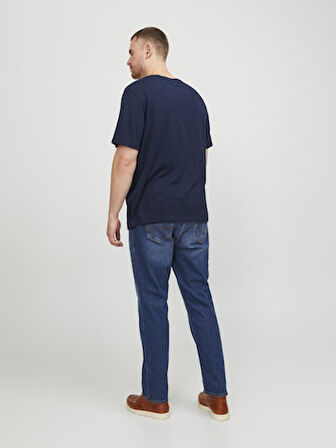 Jack Jones Erkek Jjecrop Logo Bisiklet Yaka Lacivert Tişört 12158505