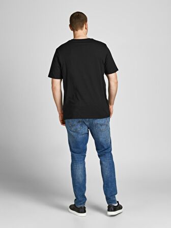 Jack&Jones Sıfır Yaka Büyük Beden Siyah Erkek T-Shirt 12184987