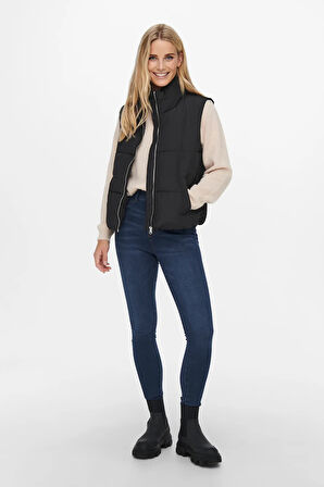 JDY Kadın Jdynewerıca Dik Yaka Çift Cepli Şişme Yelek 15234210 Siyah