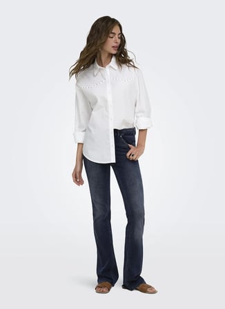 ONLY Lacivert Kadın Taşlamalı Denim Pantolon 15233833BS 441