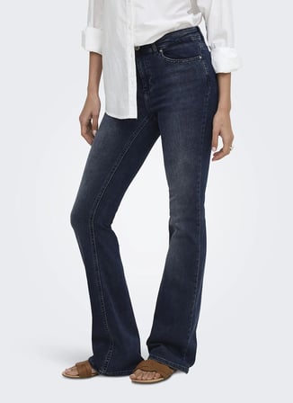 ONLY Lacivert Kadın Taşlamalı Denim Pantolon 15233833BS 441