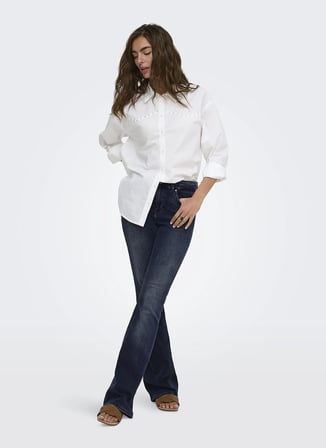 ONLY Lacivert Kadın Taşlamalı Denim Pantolon 15233833BS 441