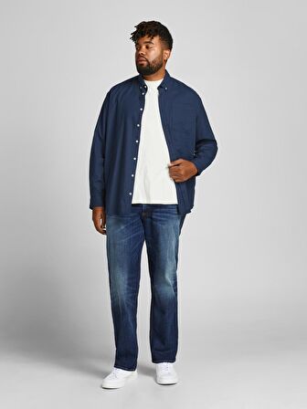 Jack&Jones Büyük Beden Lacivert Erkek Gömlek 12190444