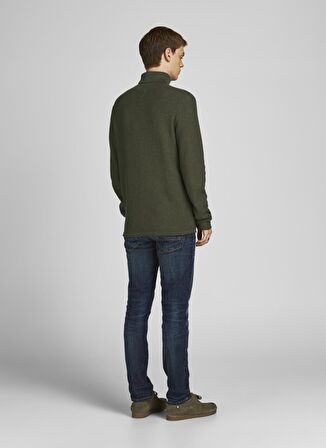 Jack & Jones Balıkçı Yaka Regular Fit Düz Haki Erkek Kazak 12199940_JPRBLUCARLOS KNIT ROLL NEC