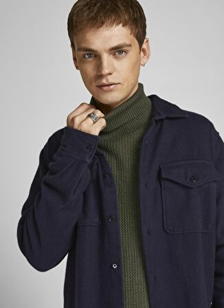 Jack & Jones Balıkçı Yaka Regular Fit Düz Haki Erkek Kazak 12199940_JPRBLUCARLOS KNIT ROLL NEC