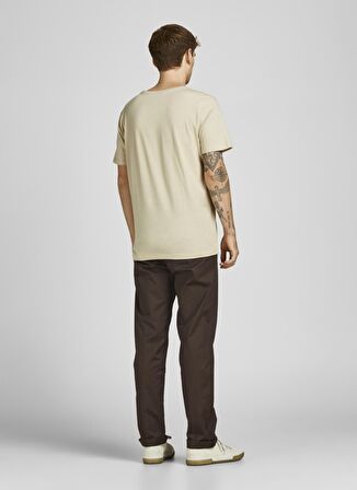 Jack & Jones 12205684_Jordome Tee Bisiklet Yaka Standart Kalıp Baskılı Krem Erkek T-Shirt