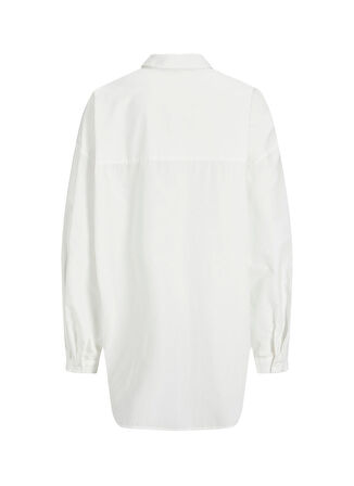 JJXX Bol Kesim Gömlek Yaka Düz Beyaz Kadın Gömlek JXMISSION LS OVERSIZE SHIRT NOOS