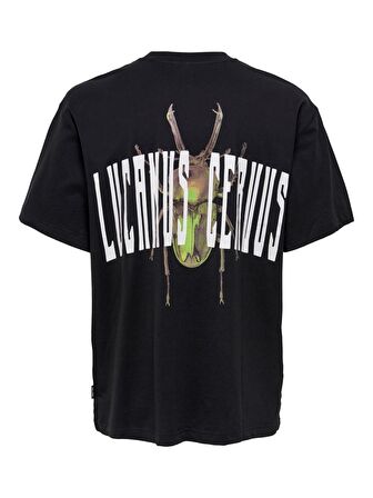 Only & Sons Siyah Erkek T-Shirt 22022638_ONSGARTH OVZ BEETLE SS TEE