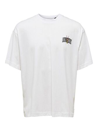 Only & Sons Açık Beyaz Erkek T-Shirt 22022638_ONSGARTH OVZ BEETLE SS TEE