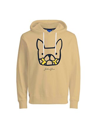 Jack & Jones 12207655_Jormate Sweat Hood Fst Kapüşonlu Regular Fit Baskılı Sarı Erkek Sweatshirt