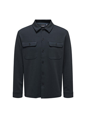 Only & Sons Düz Koyu Lacivert Erkek Gömlek 22021279_ONSNEWKODYL OVERSHIRT SWEA