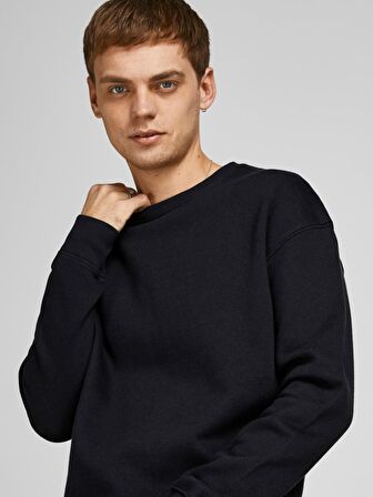Jack&Jones Bisiklet Yaka Siyah Erkek Sweatshirt 12208182