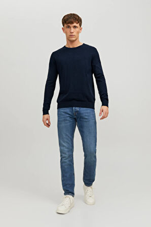 Jack & Jones Erkek Basic İnce Lacivert Triko Kazak - 12208364