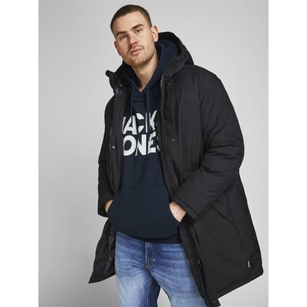 Jack&Jones Kapüşonlu Büyük Beden Lacivert Erkek Sweatshirt 12163777