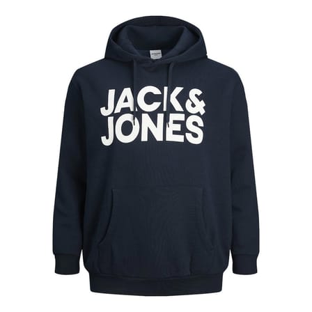 Jack&Jones Kapüşonlu Büyük Beden Lacivert Erkek Sweatshirt 12163777