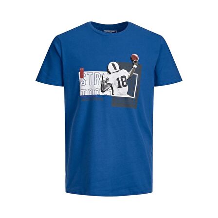 Jack & Jones 12206628_Jconate Ss Tee Crew Neck O Yaka Regular Fit Baskılı MaviErkek T-Shirt