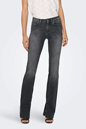 Only Kadın Yırtmaçlı Geniş Paça Kot Pantolon 15256142 Siyah