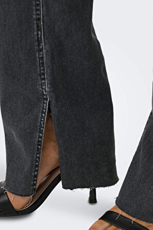 Only Kadın Yırtmaçlı Geniş Paça Kot Pantolon 15256142 Siyah