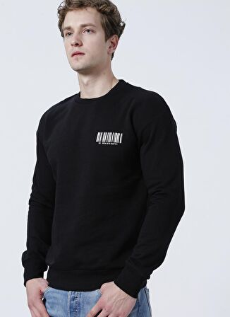 Jack & Jones 12204866_Jcoray Sweat CrewNeck O Yaka Relaxed Baskılı Siyah Erkek Sweatshirt