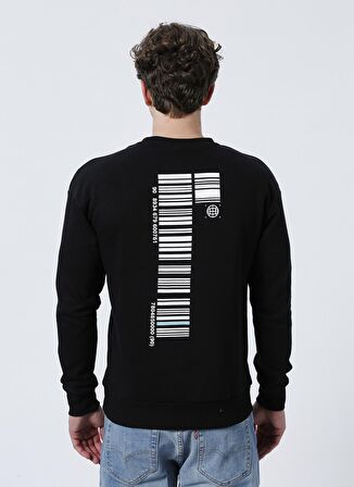 Jack & Jones 12204866_Jcoray Sweat CrewNeck O Yaka Relaxed Baskılı Siyah Erkek Sweatshirt
