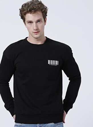 Jack & Jones 12204866_Jcoray Sweat CrewNeck O Yaka Relaxed Baskılı Siyah Erkek Sweatshirt