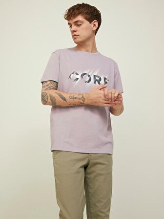 Jack & Jones O Yaka Baskılı Açık Mor Erkek T-Shirt 12209209_JCOBOOSTER TEE