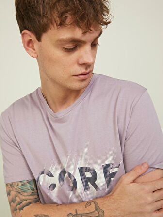 Jack & Jones O Yaka Baskılı Açık Mor Erkek T-Shirt 12209209_JCOBOOSTER TEE