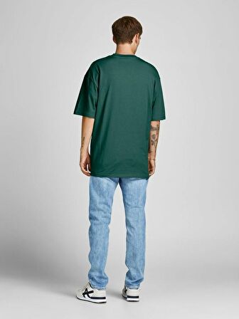 Jack & Jones Bisiklet Yaka Baskılı Koyu Yeşil Erkek T-Shirt 12185628_JORBRINK TEE SS CREW NECK