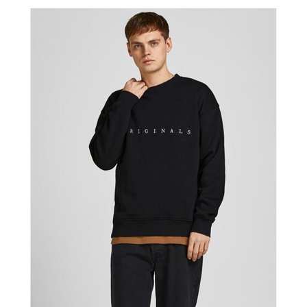 Jack & Jones O Yaka Relaxed Siyah Erkek Şardonlu Sweatshirt 12204796_JORCOPENHAGEN BIG SWEAT