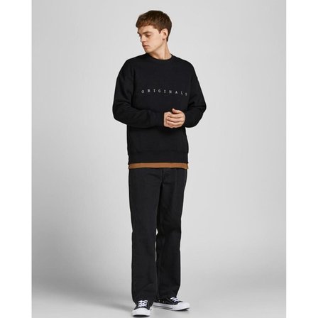 Jack & Jones O Yaka Relaxed Siyah Erkek Şardonlu Sweatshirt 12204796_JORCOPENHAGEN BIG SWEAT