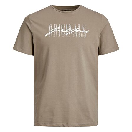 Jack & Jones O Yaka Regular Fit Baskılı Kahve Erkek T-Shirt - 12205957_Jorjungle Script Tee