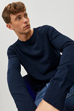 Jack & Jones Erkek Basic İnce Lacivert Triko Kazak - 12208364