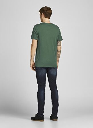 Jack & Jones 12205684_Jordome Tee Bisiklet Yaka  Standart Kalıp Baskılı Koyu Yeşil Erkek T-Shirt