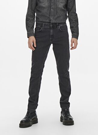 Only & Sons  Yüksek Bel Normal Kalıp Düz Siyah Erkek Denim Pantolon  -  22021889_Onsweft Reg Black