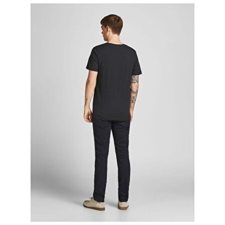 Jack & Jones Bisiklet Yaka Baskılı Siyah Erkek T-shırt 12205503