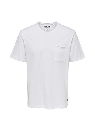 Only & Sons Normal Kalıp Düz Beyaz Erkek T-Shirt - 22022531_Onsroy Reg Ss Slub Pocket